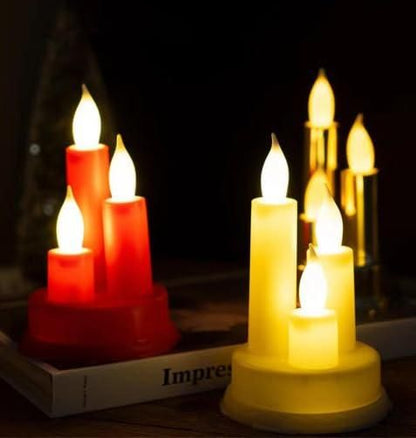 Elegant LED candles set in red and yellow, creating a warm and inviting atmosphere