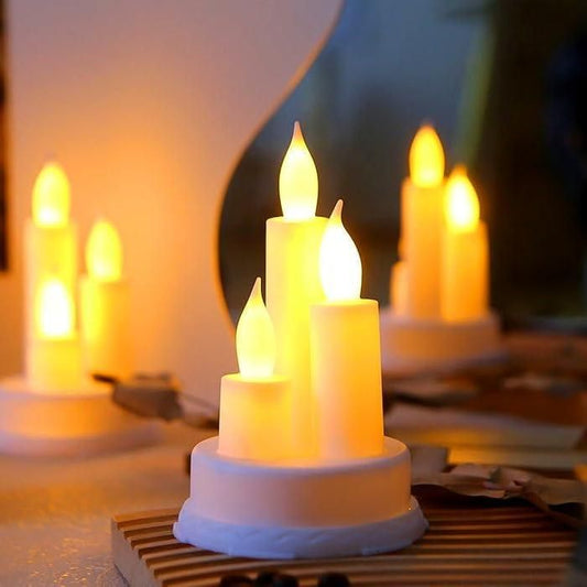 Elegant LED candles set with various heights and soft glowing light for home decor and ambiance