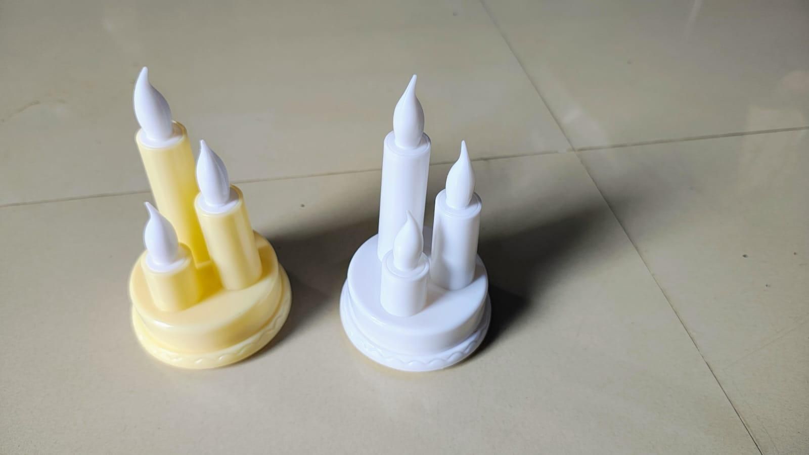 LED candles set featuring two styles, one yellow and one white, for a cozy ambiance