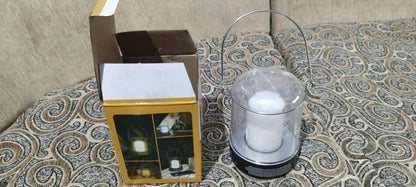 LED rechargeable camping lantern with clear design and sturdy handle, ideal for outdoor adventures
