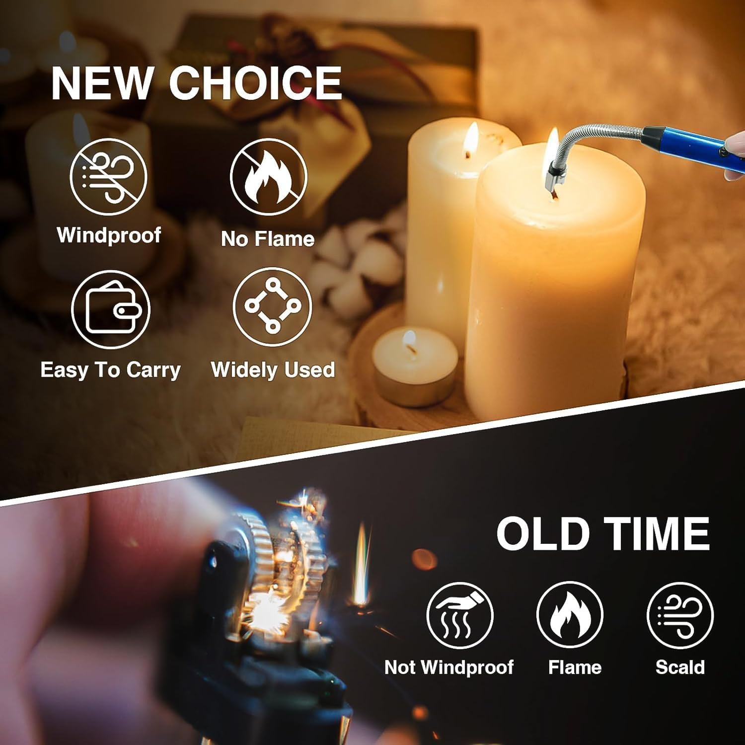 Metal Rechargeable Electric Arc Lighter with Flexible Neck (1 Pc) Your Brand