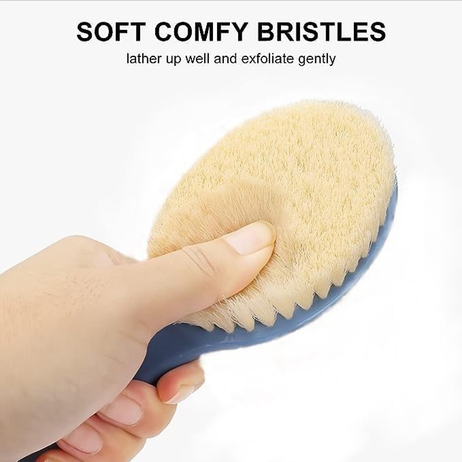Your Brand Long Handle Back Scrubber for Shower with soft comfy bristles for gentle exfoliation