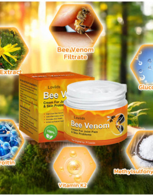 Bee venom pain relief cream by The Gir Farmer with natural extracts and vitamin K2 for joint and skin problems