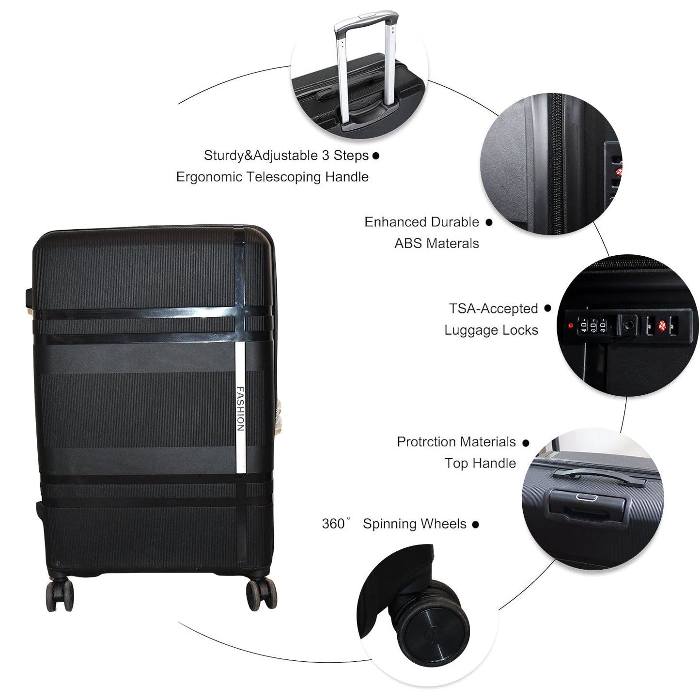 Mix Color Hard-Shell Luggage Trolley 4-Pc (set) Your Brand