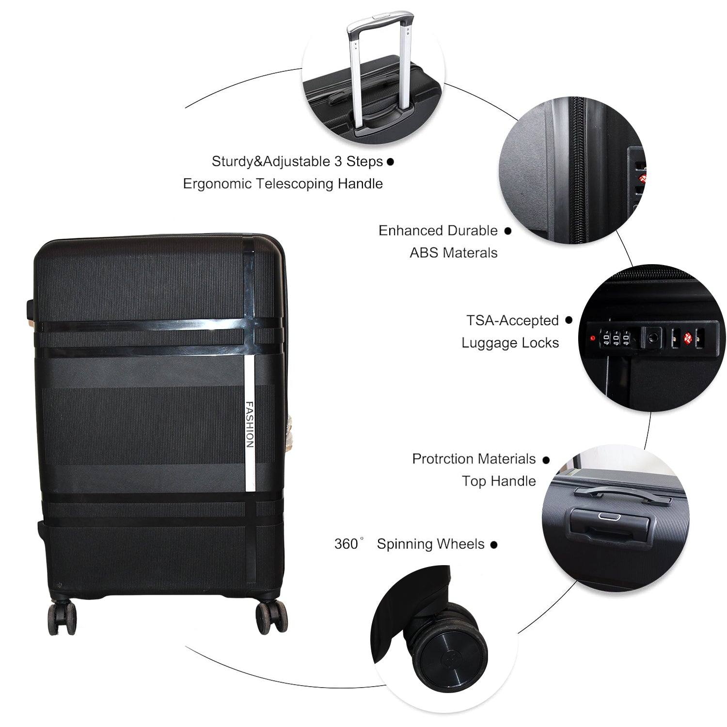 Mix Color Hard-Shell Luggage Trolley 4-Pc (set) Your Brand