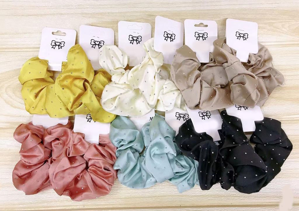 Amd-Deodap luxury silk scrunchie for women set in seven colors with subtle dotted pattern
