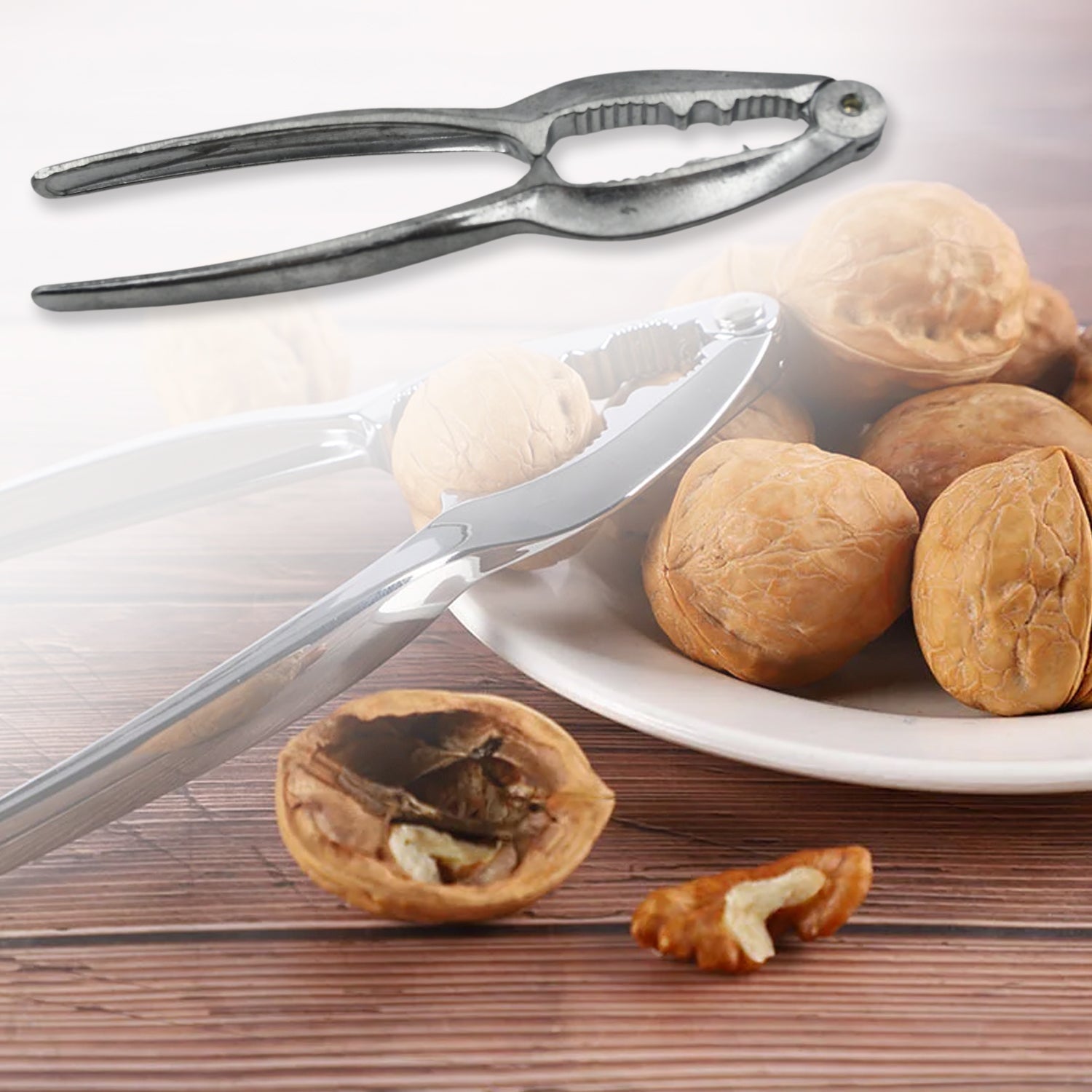Luxury stainless walnut cracker with ergonomic design for easy nut cracking and serving