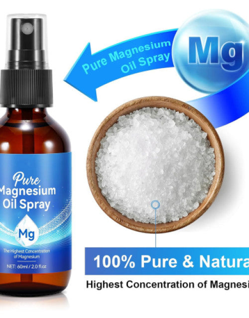 Dropdash Pure Magnesium Oil Spray for Sleep in a 60ml bottle with a bowl of magnesium crystals