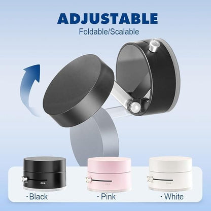 Adjustable magnetic car dashboard phone holder in black pink and white colors foldable and scalable design