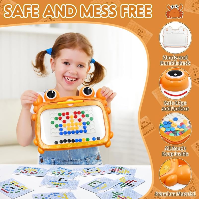 Colorful magnetic drawing board for kids with a safe edge and premium material, ideal for mess-free creativity