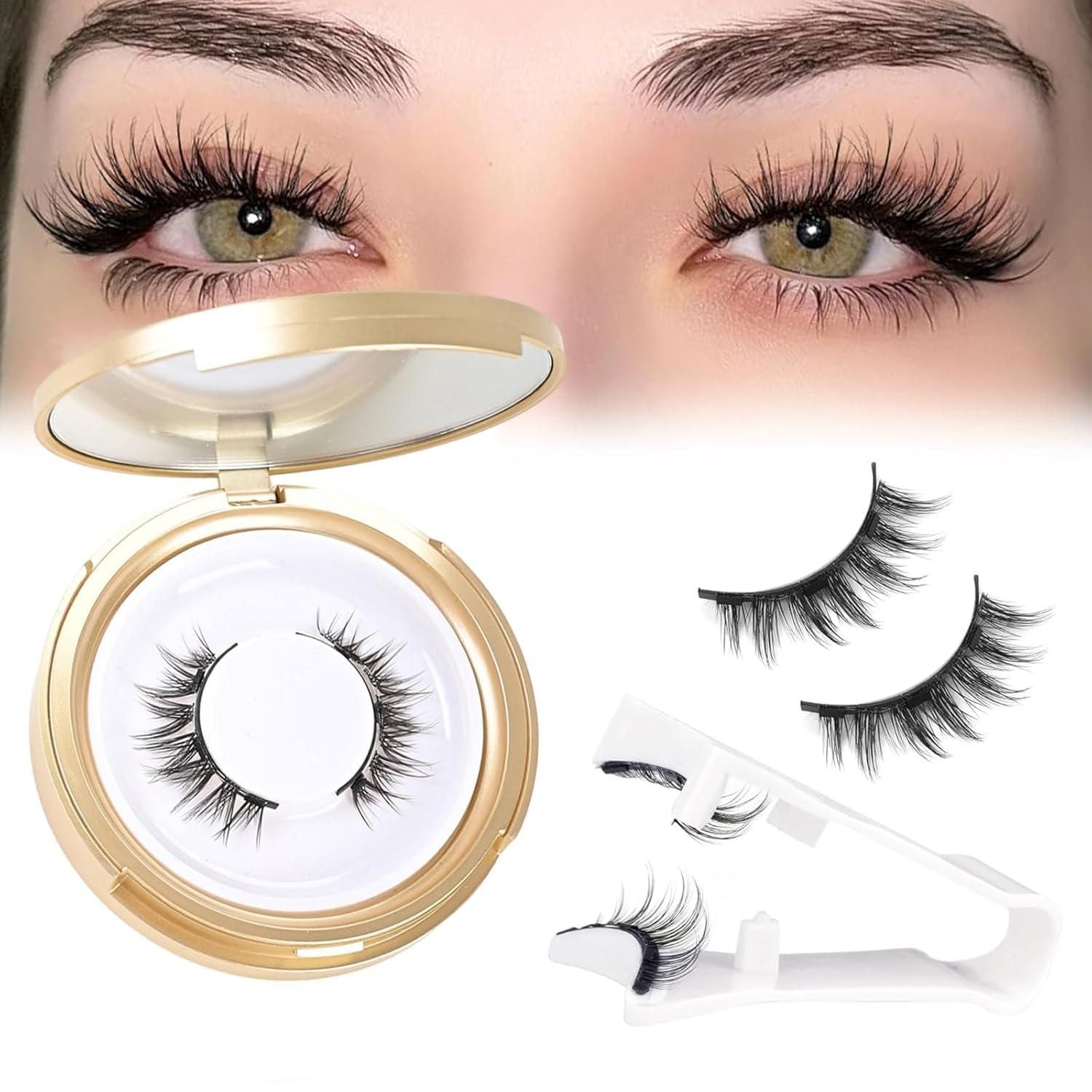 Magnetic eyelashes pair with applicator tool and compact case for easy use and stunning look