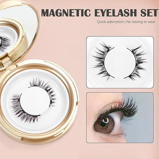 Magnetic eyelashes pair featuring a soft design for a natural look in a convenient compact set
