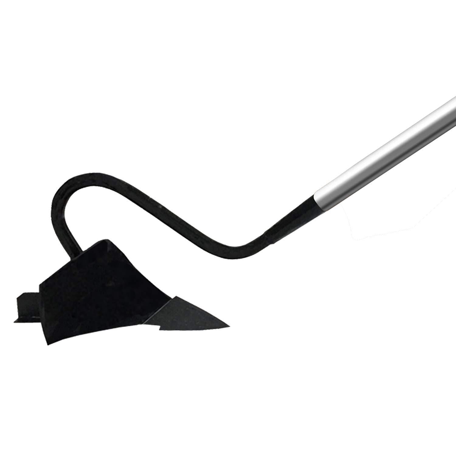 The Gir Farmer manual soil cultivator tool with metal handle and curved blade for gardening