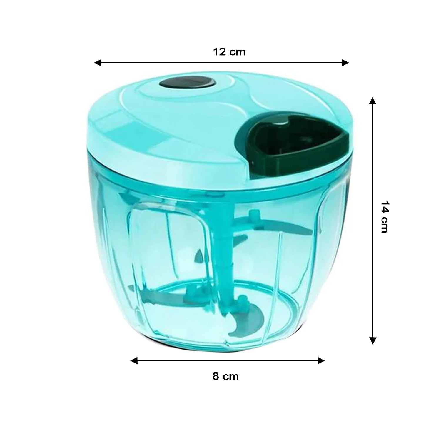 Manual stainless steel vegetable chopper featuring a clear container and ergonomic design for easy food prep