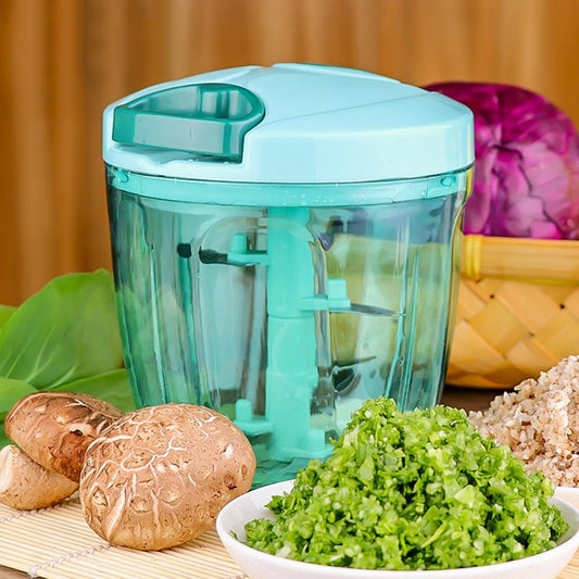 Your Brand manual stainless steel vegetable chopper with green handle for easy food preparation