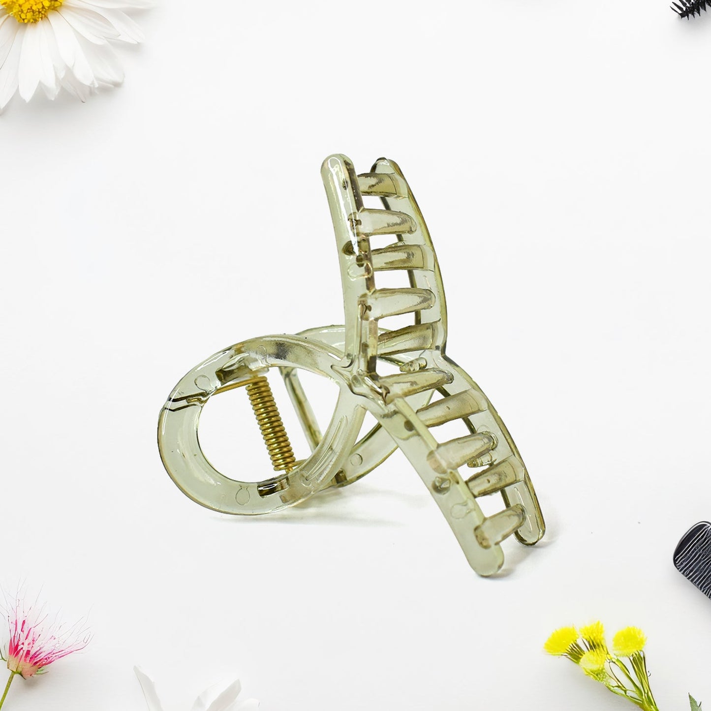 Matte hair barrette clamp in olive green with a stylish design for securing hair in place