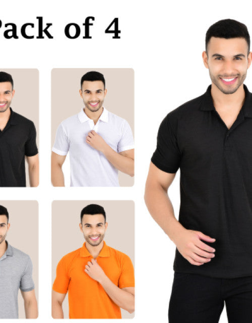 Men's multicolor polo t-shirt pack featuring four different colors for versatile styles