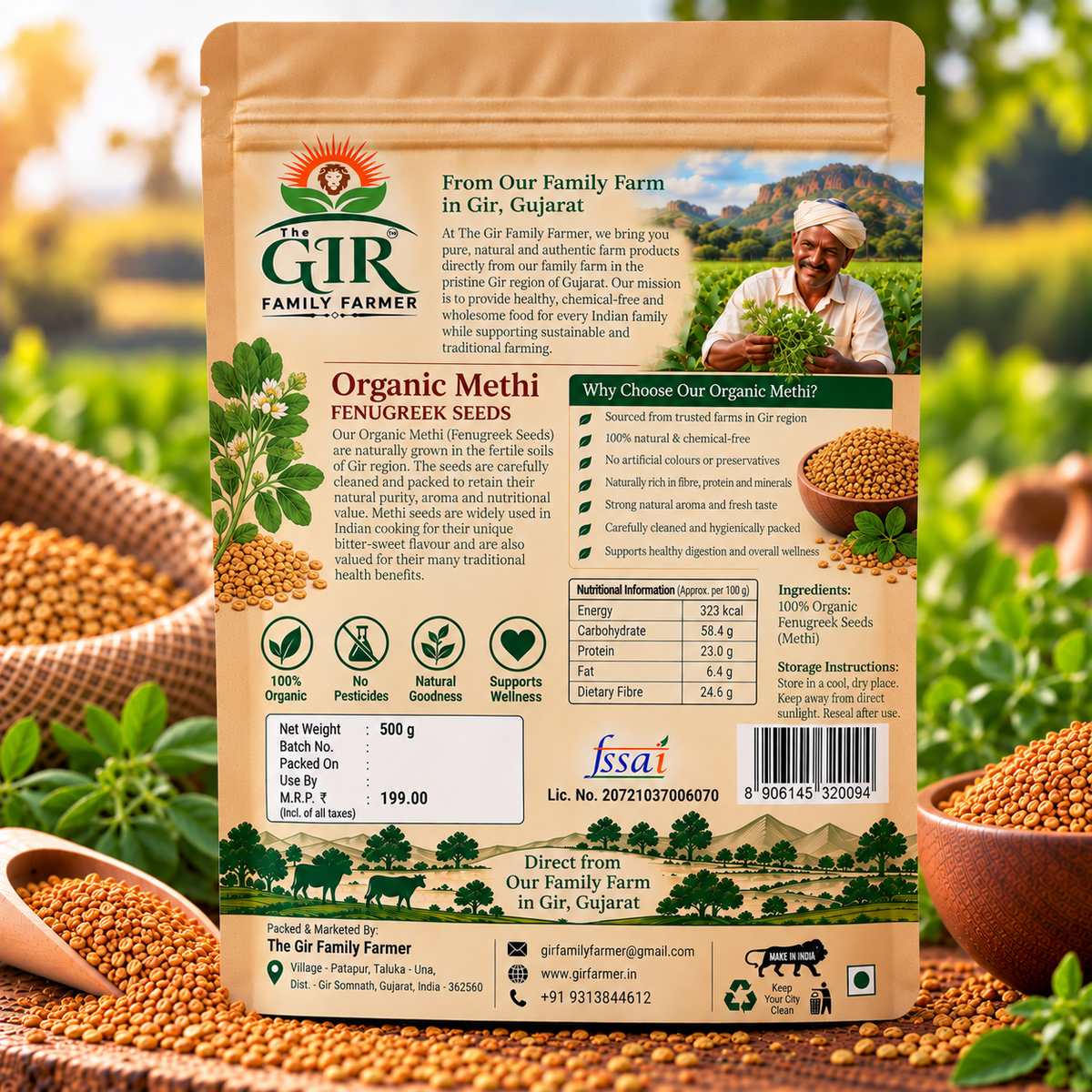 Organic Methi Seeds – Fenugreek Seeds 500 g