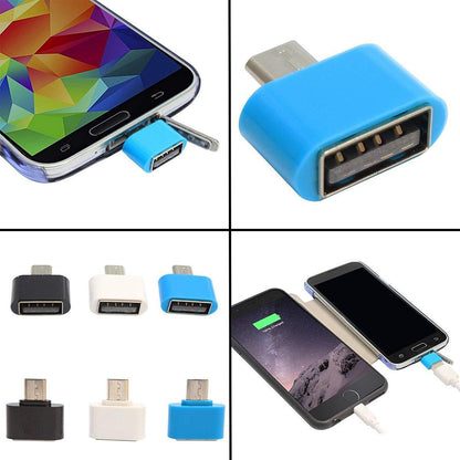 Micro USB OTG adapter for Android in blue allowing easy connection to USB devices
