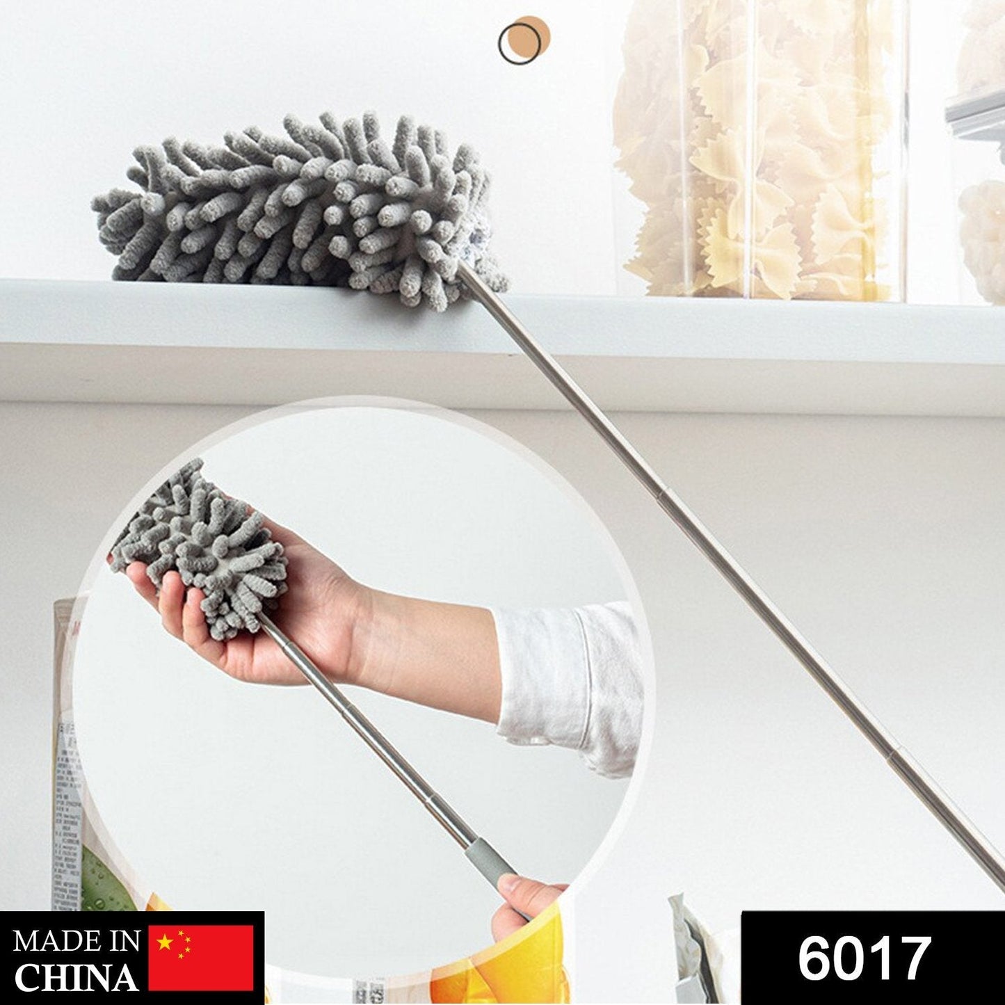 Your Brand microfiber fan cleaning duster with extendable handle for easy dusting in hard-to-reach places