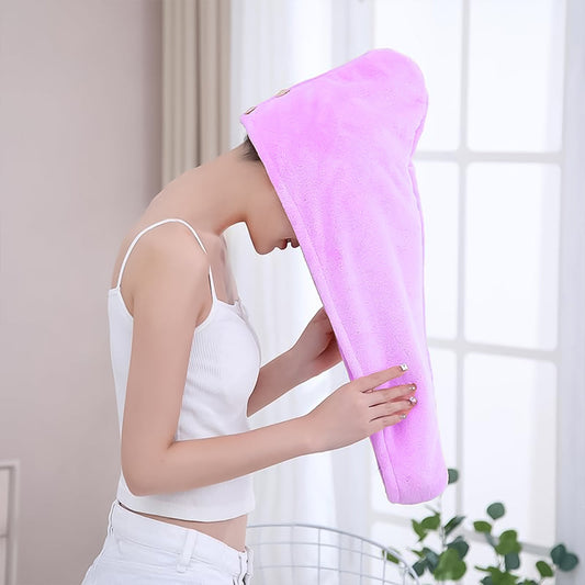 Your Brand Pink Microfiber Hair Drying Towel for quick and efficient hair drying