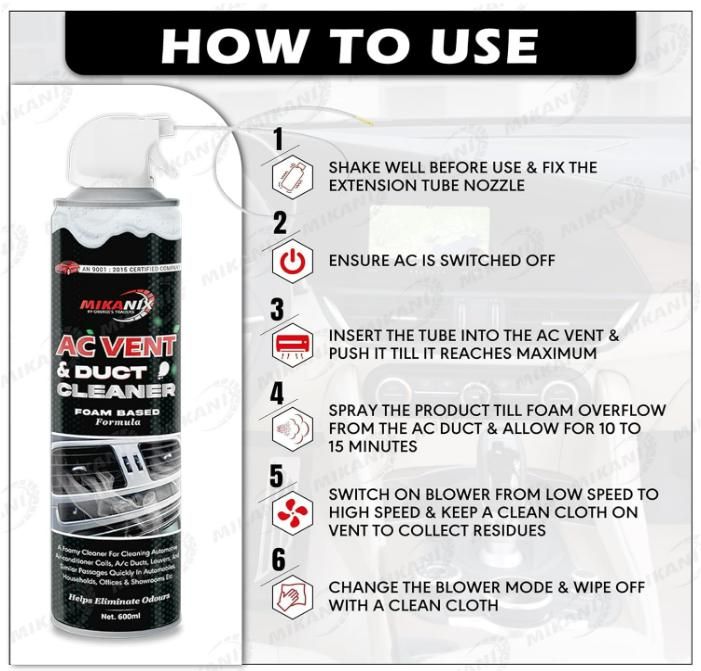 Foaming AC vent cleaner for home by THE GIR FARMER with step-by-step usage instructions