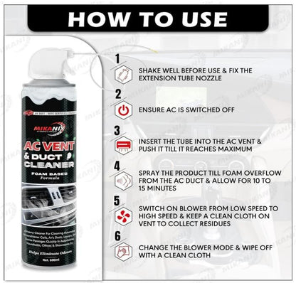 Foaming AC vent cleaner for home by THE GIR FARMER with step-by-step usage instructions