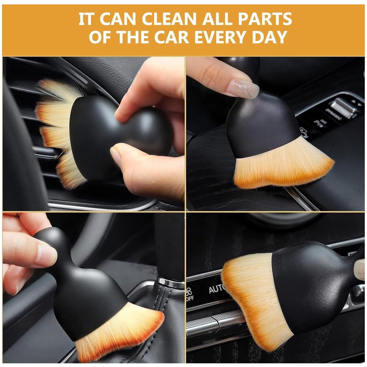 Mini car interior cleaning brush designed for effective dust removal in tight spaces and crevices