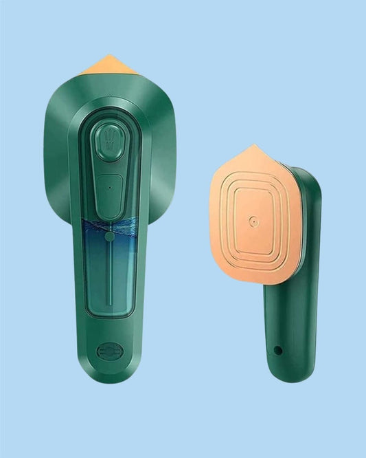 THE GIR FARMER green and gold mini garment steamer for home and travel with ergonomic handle