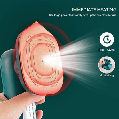 THE GIR FARMER mini garment steamer for home and travel showing immediate heating soleplate with steam