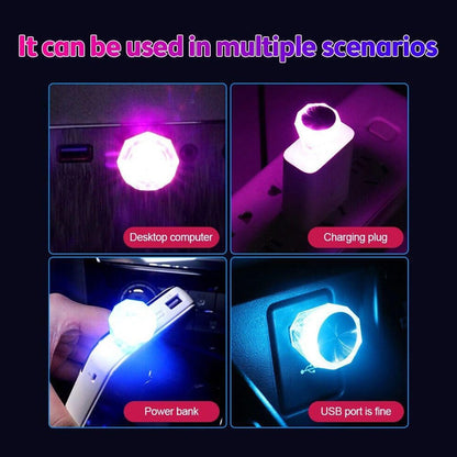 Compact multi-use mini USB LED car light for desktop, charging, power bank, and more