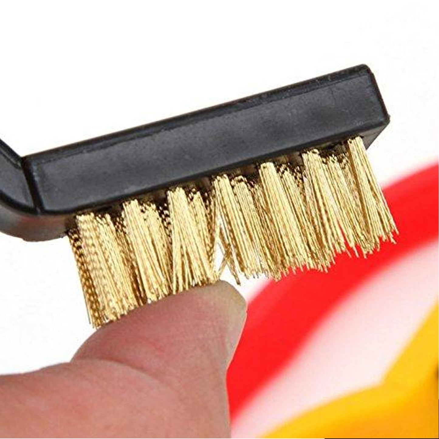 Close-up of a mini wire brush set with fine bristles, ideal for intricate cleaning tasks