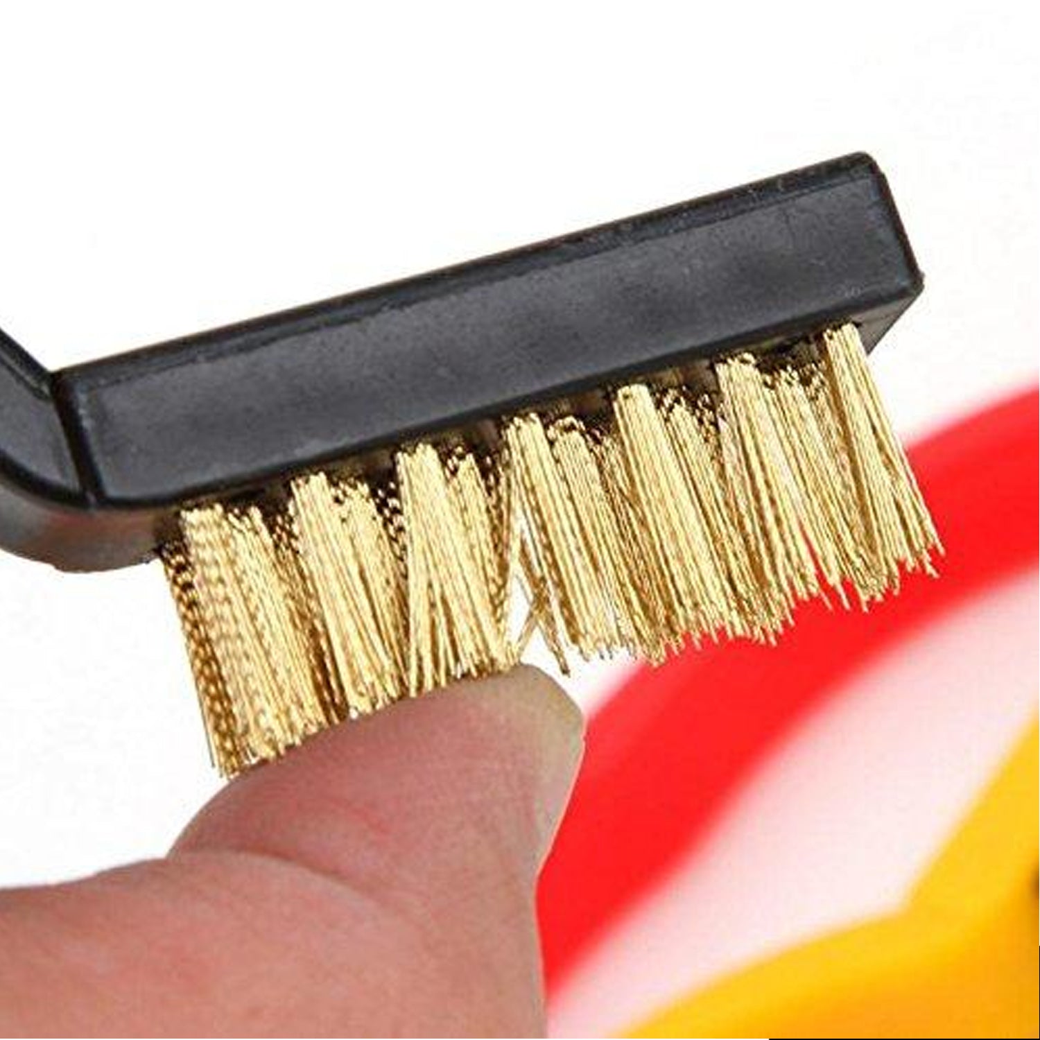 Close-up of a mini wire brush set with fine bristles, ideal for intricate cleaning tasks