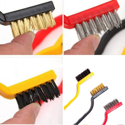 Mini wire brush set featuring various bristle materials for versatile cleaning and maintenance tasks