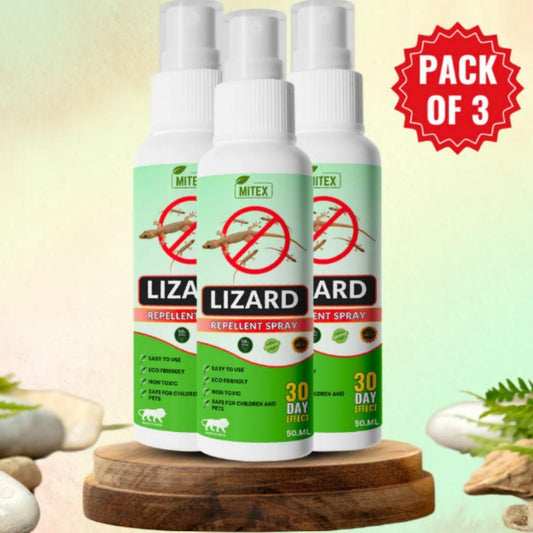 Pack of 3 organic lizard repellent spray bottles, easy to use and non-toxic for homes and gardens