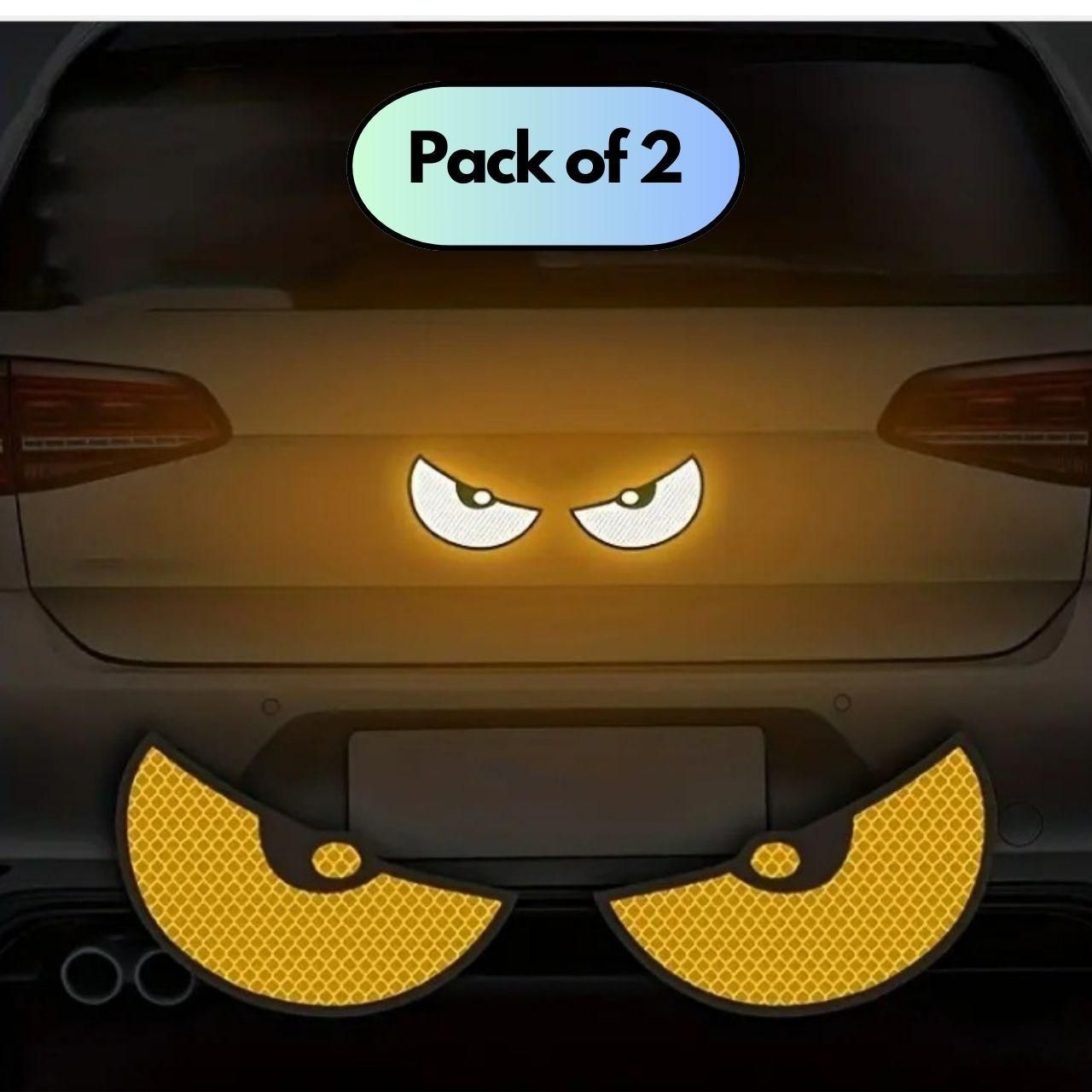 Pack of 2 monster eyes car reflective stickers for enhancing vehicle visibility and style