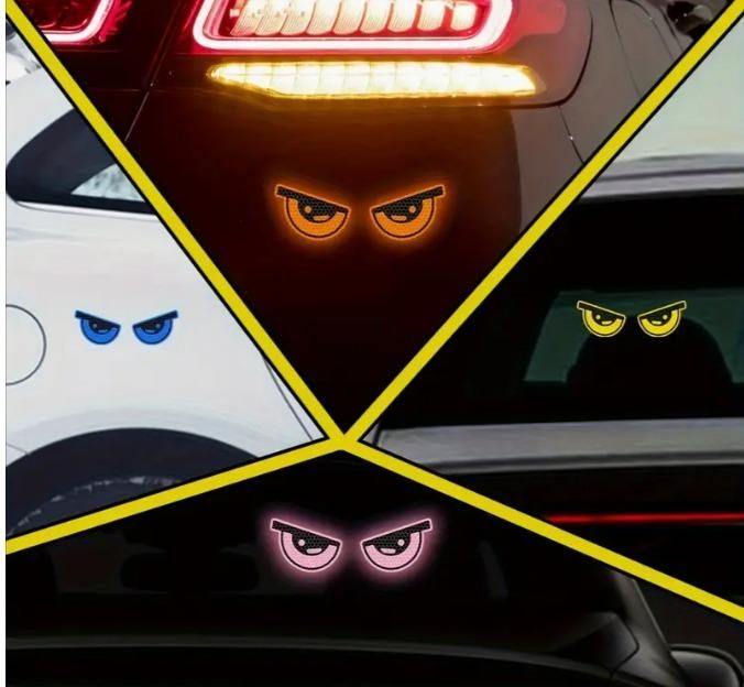 Monster eyes car reflective stickers in various colors designed for vehicle customization and visibility