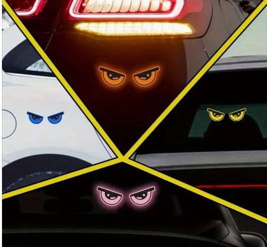 Monster eyes car reflective stickers in various colors designed for vehicle customization and visibility