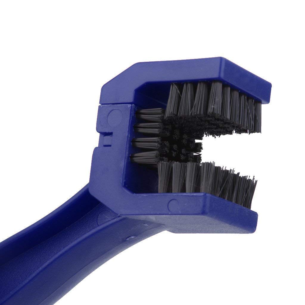 Blue motorbike chain cleaning brush with durable bristles for effective cleaning