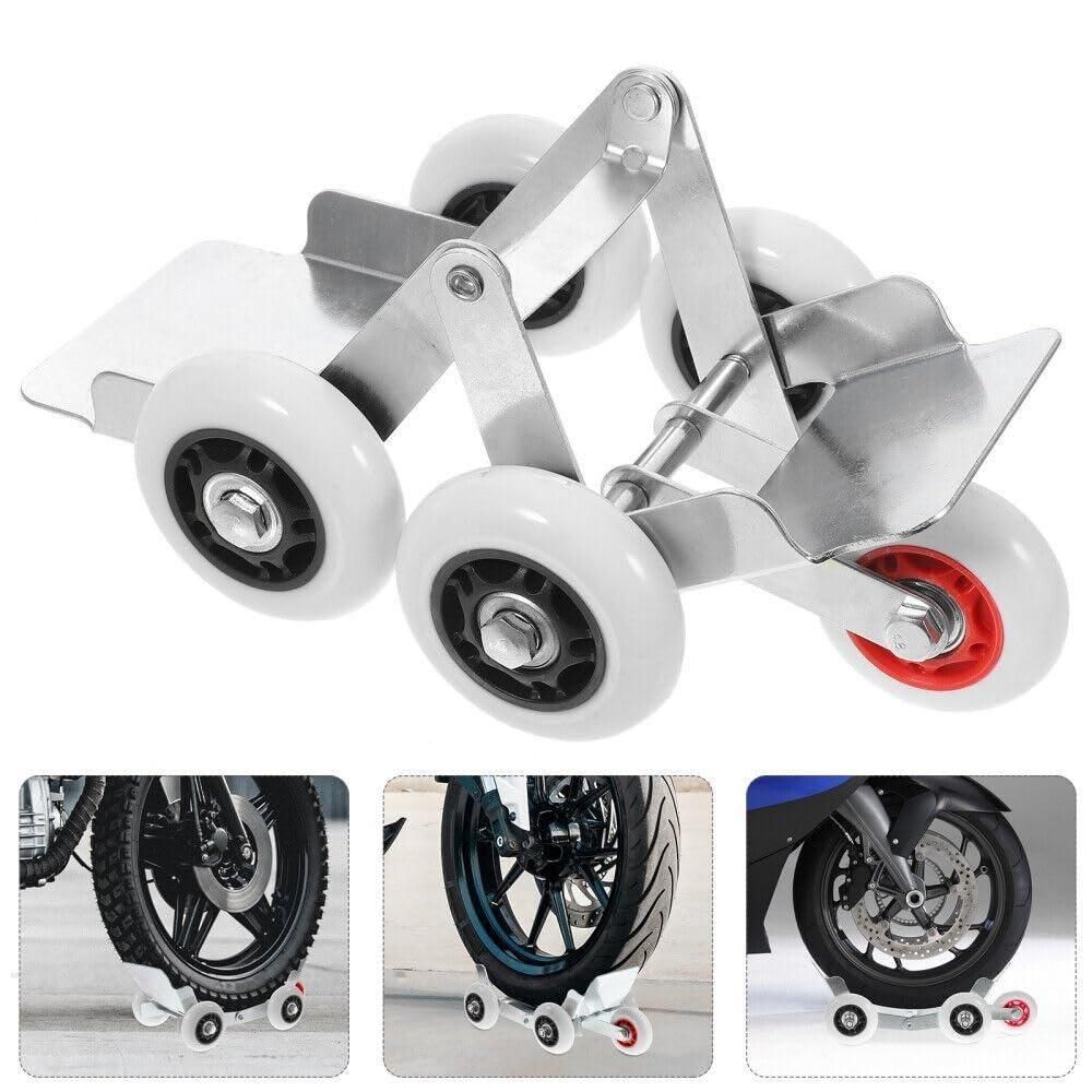 Motorcycle flat tire emergency tool with durable wheels for easy tire repair and transportation