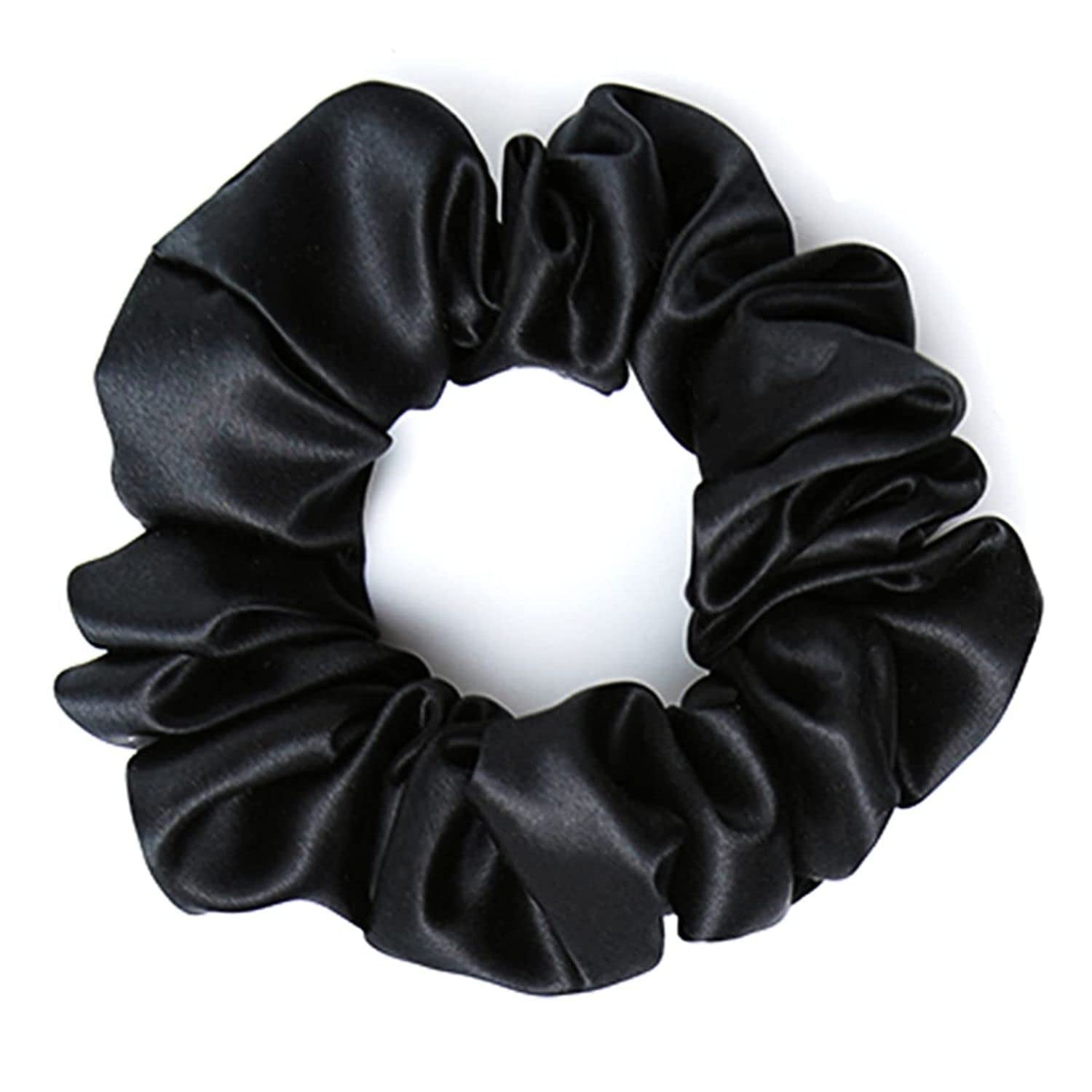 Black mulberry silk elastic band for hair with smooth and shiny texture by Amd-Deodap