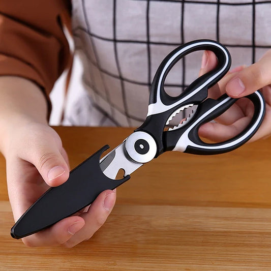 Your Brand multi function kitchen scissors with ergonomic handles for versatile food preparation