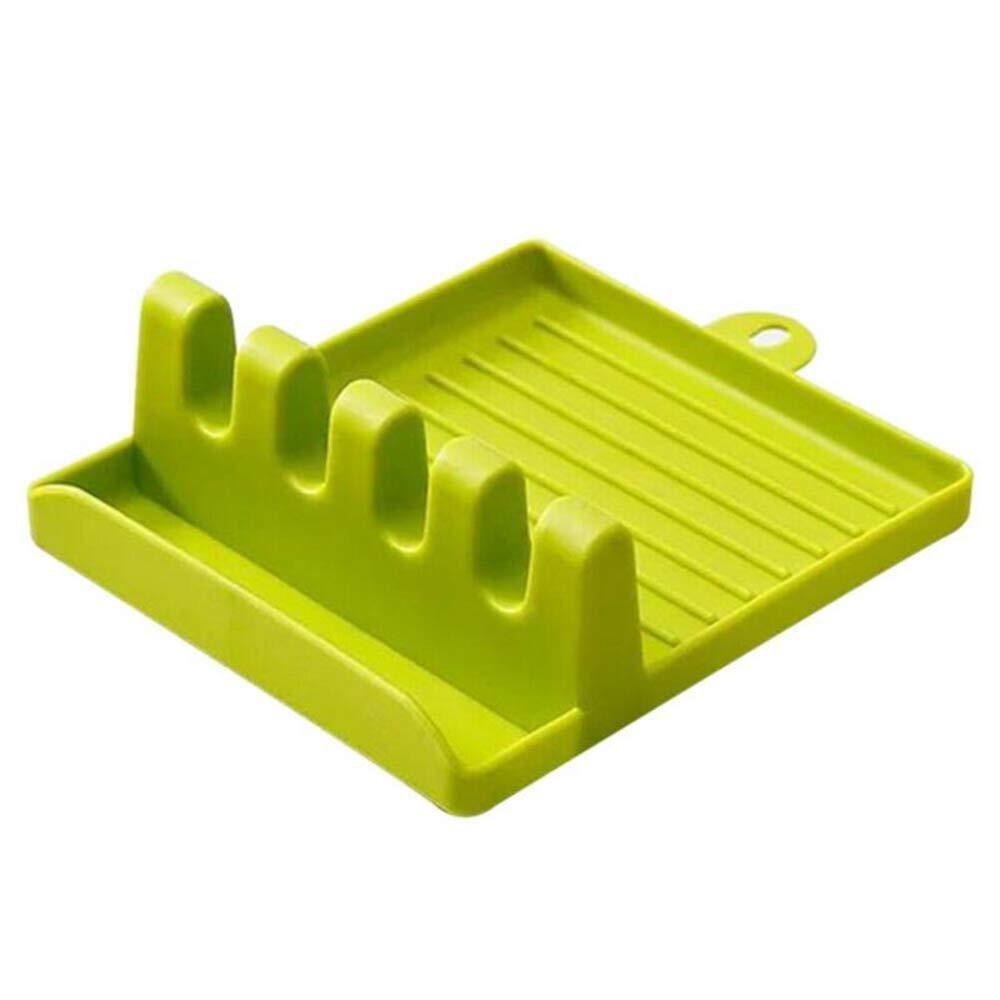 Green multi-functional spatula holder for organizing kitchen utensils on countertops