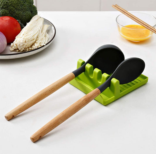 Your Brand multi-functional spatula holder with two spatulas in a vibrant green design