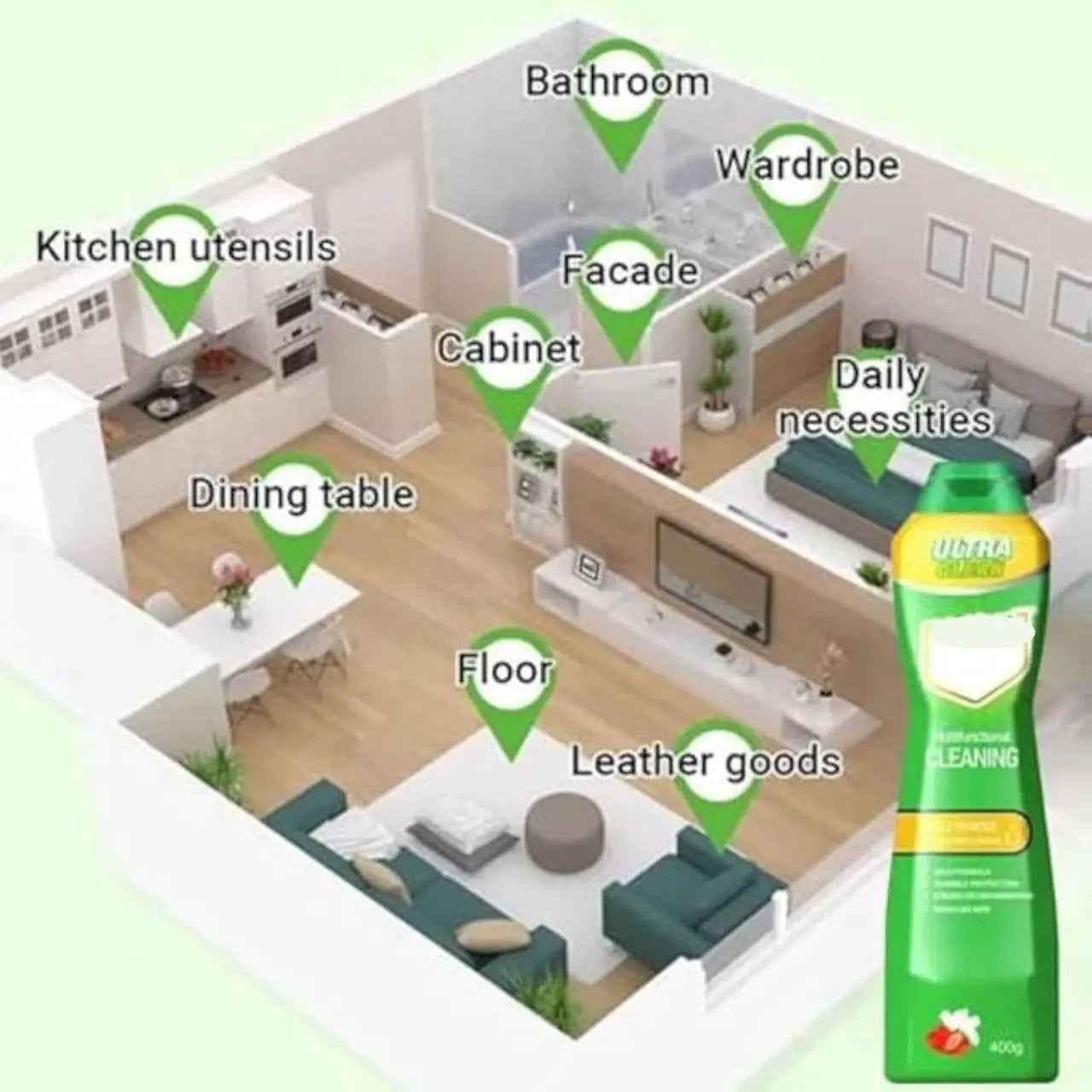 Green Apple Multi-Purpose Cleaner - Eco-Friendly Cleaning Milk