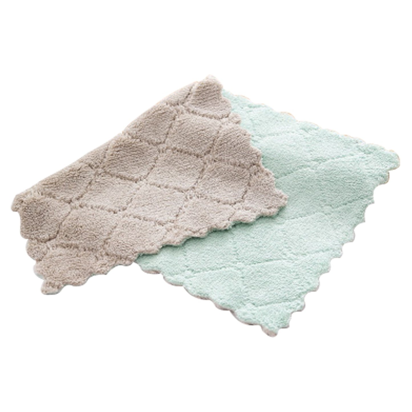 Two-tone multi-purpose kitchen wash towel in beige and mint green for efficient cleaning and drying