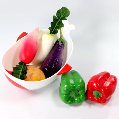 Your Brand multi-purpose washing bowl with strainer, featuring colorful vegetables for kitchen prep