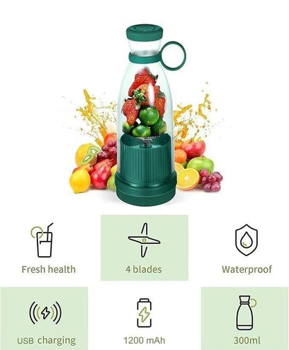 Compact blender for travel with 4 blades USB charging waterproof 300ml capacity and 1200 mAh battery