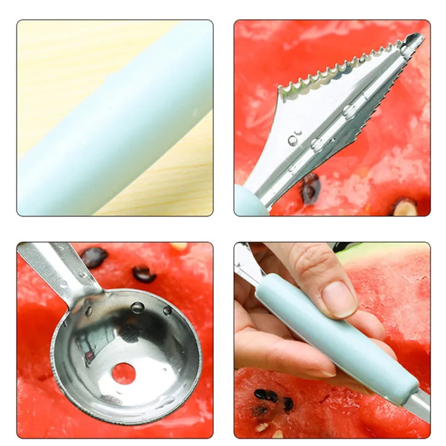Quickslice multifunctional fruit scooper with stainless steel scoop and ergonomic handle for easy fruit preparation