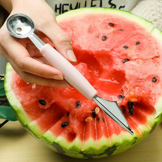 Quickslice multifunctional fruit scooper for easily removing fruit from melons and other fruits